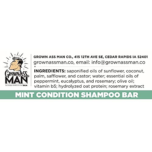 Grown Ass Man Co. - 3 u 1 čvrsti šampon s gustom pjenom: za pranje kose, brade i tijela - bez plastike i ekološki prihvatljivo,