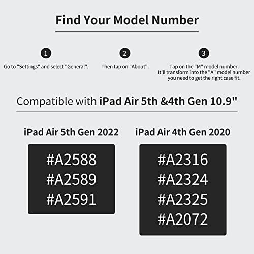 iPad Air 5. generacija kućišta 2022 i iPad Air futrola 4. generacija 2020. 10,9 inča s držačem olovke mekih stražnjih udara