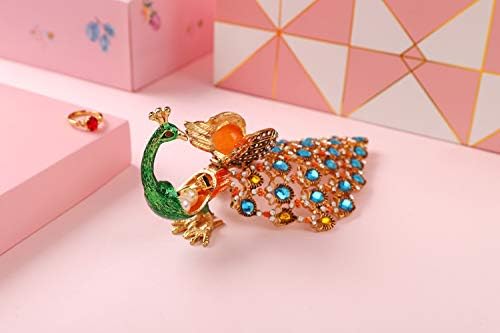 Kutija za nakit od zelenog pauna s preklopnim kristalnim ornamentom ukrasna preklopna kutija za nakit trgovina prstenom luksuzni