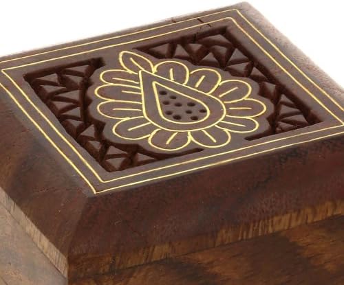 Shalinindia drvena kutija za nakit - Kutija od drvene sitnice - Savršena za prstenove, naušnice, prstenove nožnih prstiju