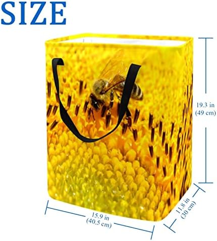 Pčela kukac žuti cvjetni Print sklopiva košara za rublje, 60L vodootporne košare za rublje, košara za pranje odjeće, igračke