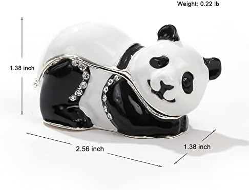 Ingbear Slatka položena kutija za sitnice s figuricom Panda, jedinstveni poklon za Majčin dan, ručno obložena kutija za nakit,