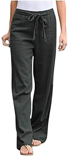 Handyulong ženske hlače s visokim strukom, elastične hlače za noge, udobne hlače s ravnim nogama s džepovima