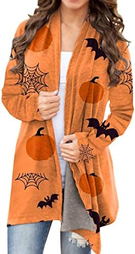 Ženski Halloween casual bluza životinjski mačji print kardigan kaput dugi rukavi vrhovi smiješni kaput s prednjim prednjim