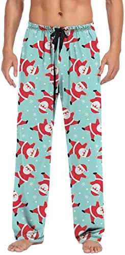 Muške božićne pidžame hlače elastični struk Gnome grafički salon hlača s džepovima crtanje duge pidžamske hlače