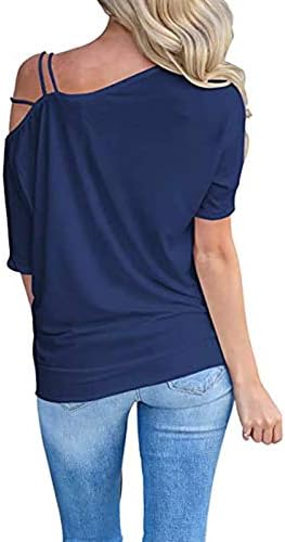 Ženski ljetni topovi ležerna bluza s bočnim ovratnikom na jedno rame modna jednobojna majica Plus veličina tunika kratkih