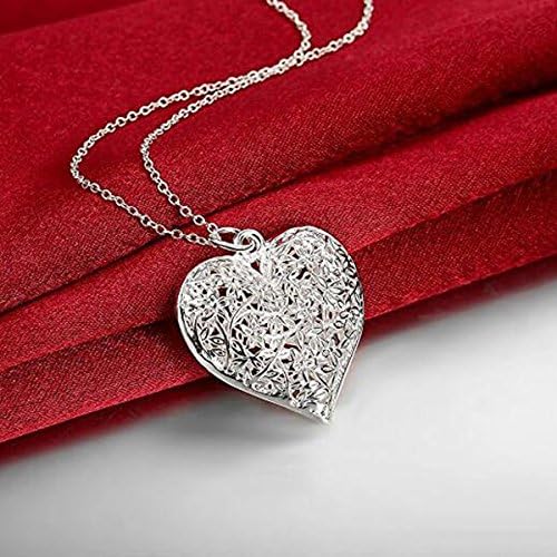 925 Modni nakit od sterling srebra sa šupljim uzorkom teksturirana bujna ogrlica sa šarmom srca