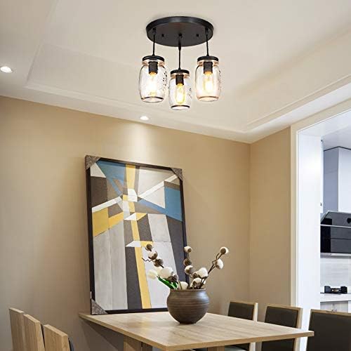 Kuhinjska otočna svjetiljka, podesiva privjesna rasvjeta s 3 žarulje, privjesna svjetiljka od staklene posude