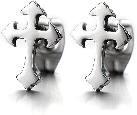 Par Uniseks običnih naušnica s križem od nehrđajućeg čelika za muškarce i žene