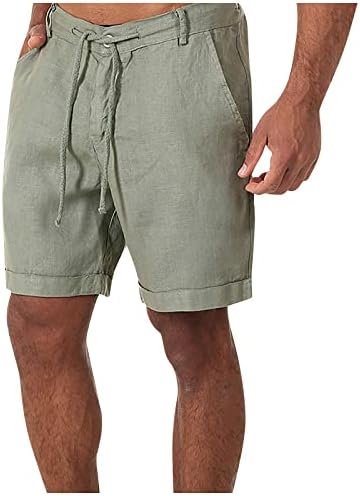 Ymosrh muške kratke hlače povremene modne pamučne lanene crteži solidne boje plaže kratke hlače hlače casual