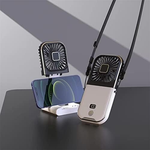 Mini ventilator, Prijenosni sklopivi osobni ručni ventilator za ogrlicu, podesivi držač telefona s 4 brzine, 3000mAh, punjivi