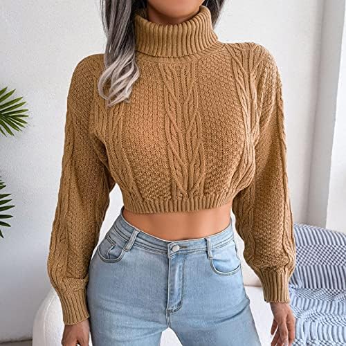 Ozvani džemperi za žene modne kornjače kabel dugih rukava pleteni džemper pulover casual solid u boji vrhovi u boji