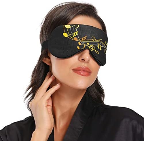Alaza Gold Music Notes Art Abstract Crna maska ​​za spavanje za žene muškarci maska ​​za oči za spavanje smiješno zamračenje