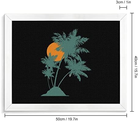Palm Tree Diamond Boint Kits Slika okvira 5d DIY FULL DRILL RINESTONE UMJETNO UMJETNO ZIDSKI ZIDSKI ZAVLJIVANJE BIJELO DRVO