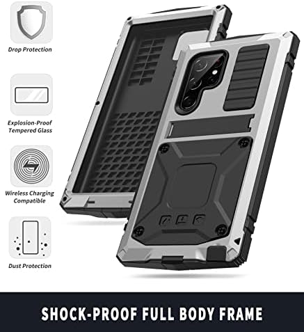 Simicoo Samsung S23 ultra metalna futrola s poklopcem kamere zaštite zaslona Vojna robusna teška služba S23 Ultra Case Metal