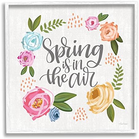 Stupell Industries Spring's in the Air Motivacial fraza Sažetak cvjetanja cvjetova, dizajn Lisa Larson