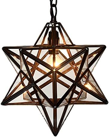 Viseća stropna svjetiljka od vitraja u stilu Tiffani 910077 12-inčna Moravska zvijezda visoka 51 inč