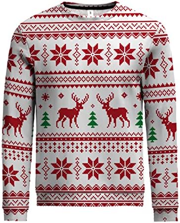 XXBR UGLE Božićne dukseve za muške dugih rukava Xmas Reindeer snježna pahuljica print pulover zimski modni džemper vrhovi