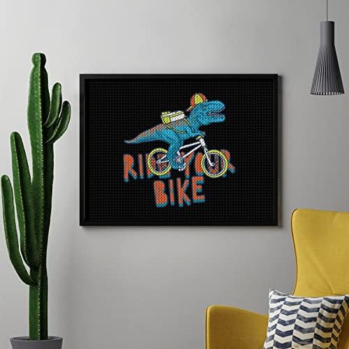Dinosaur i Bike Diamond Boight Kits 5d Diy Full Drill Rhinestone Arts Umjetnost Zidni dekor za odrasle 12 x16