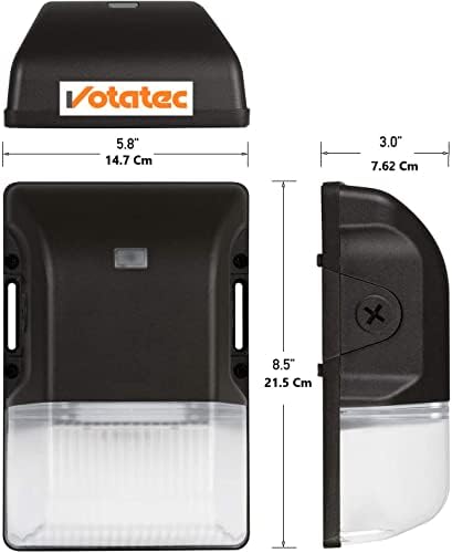 Votatec Mini Wall Pack LED Outdoor Security Light, automatsko uključivanje/isključivanje senzora za fotocelije, vodootporni
