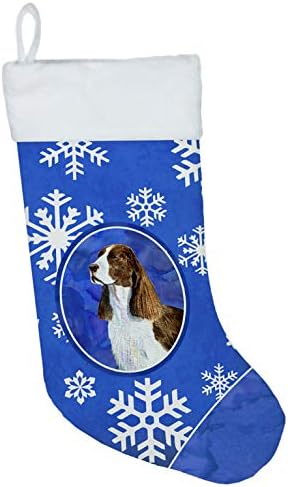 Caroline's Treasures SS4651-CS Springer Spaniel Zimska snježna pahuljica blagdanska božićna čarapa, kamin viseće čarape božićna