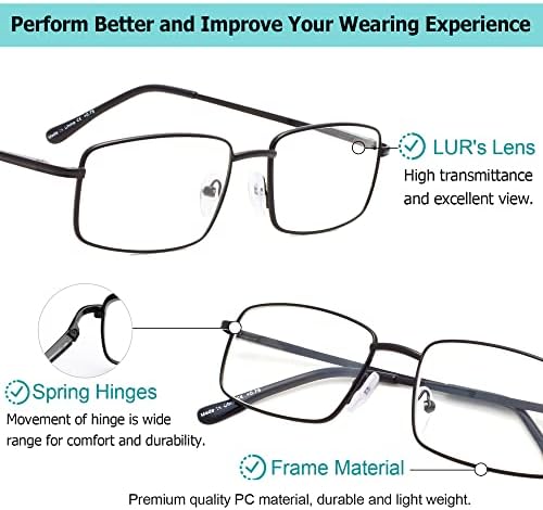 Lur 3 pakira metalne naočale za čitanje + 3 pakiranja polu-beztežnih naočala za čitanje