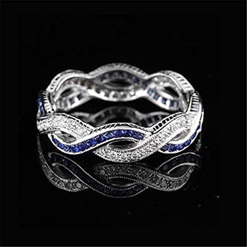 Nakit trgovina 925 srebra za žene Plavi safir beskonačnost vjenčanje nakit poklon prsten veličina 5-10