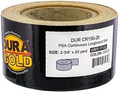 Dura -Gold Premium 150 Grit Gold PSA Longboard brusni papir 20 dvorišta kontinuirano kontinuirano rola i dura -gold - čisto