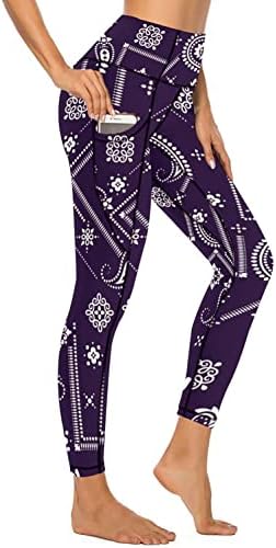 Qivicima Žene s visokim strukom gamaša geometrija tiskana teretana za kontrolu atletskih trbuha joge hlače s džepovima