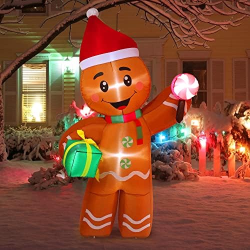 Bebekula božićne napuhane gumene od medenjaka s ugrađenim LED-ovima, 6ft božićni ukrasi dvorišta Vodootporni božićni dekor