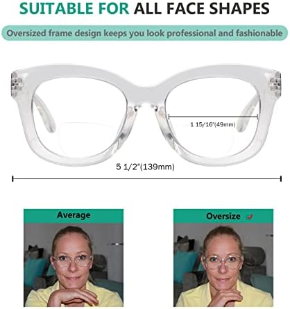 2-inčne bifokalne naočale za čitanje velikog okvira ženske bifokalne Naočale za čitanje Plus veličine +2,00