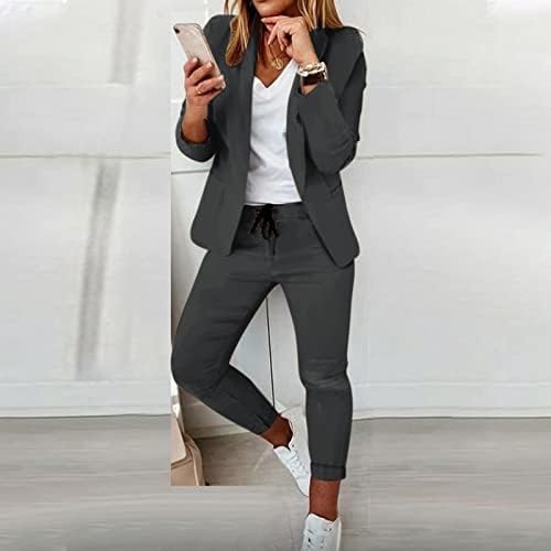 Dame elegantne poslovno odijelo sets Blazers + hlače 2 komada odjeće za žene solidno odijevanje casual set uredski set