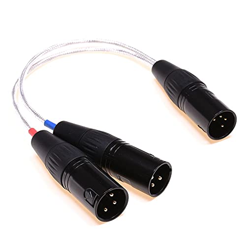 Gagacocc XLR kabel Dual 3-pin XLR mužjak do 4-pin XLR muški uravnoteženi audio adapter za slušalice Clear Silver Phield 20cm