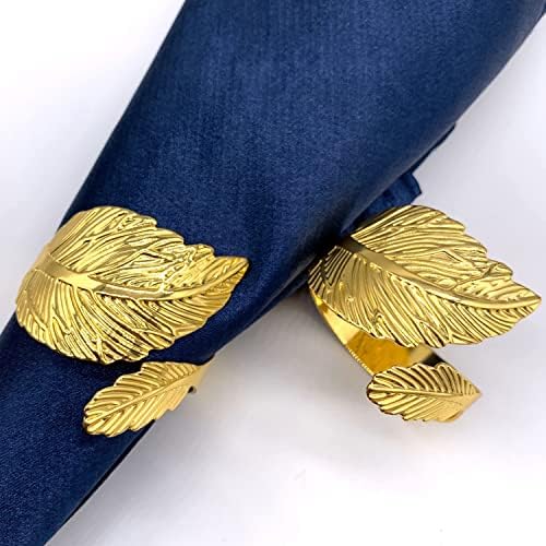 Yyangz 6pcs Zlatni listni prstenovi salveti set od 6 vintage nosača prstena za salvete u salvetu jeseni list stolovi za večeru