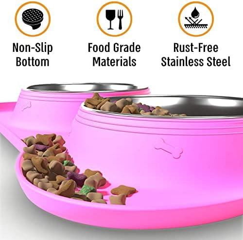 Set zdjela za pse od nehrđajućeg čelika bez prolijevanja hrane i vode, zdjele za hranu za pse sa silikonskom prostirkom otpornom