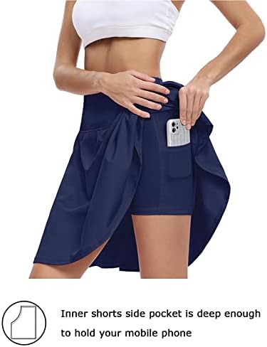 Dofaoo ženske teniske suknje dužine koljena 20 atletski skromni dugi golf skort s unutarnjim kratkim džepovima