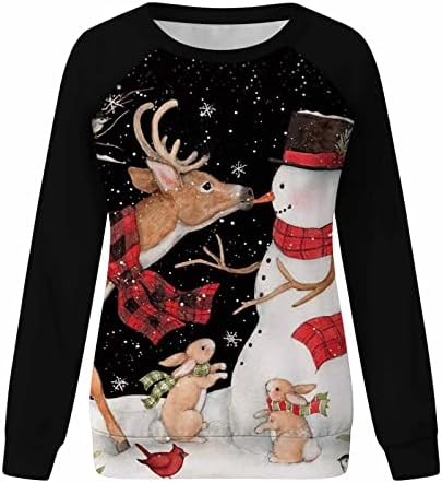 TwingHirt za žene božićni gmaz snjegović snjegović dugi rukav vrat pulover majica majica za odmor bejzbol xmas vrhovi