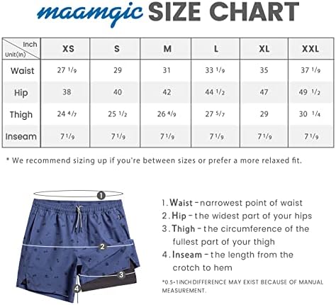 Maamgic teretane kratke hlače za muškarce 7 -inčni inseam s oblogom rastezanje 2 u 1 trening kratkim hlačama muškarci Brzi