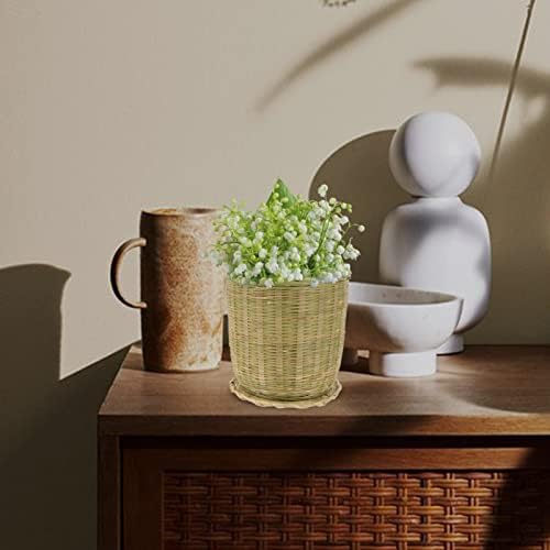 Staklena vaza za terarij _ pletena košara za pohranu s poklopcem: pletena košara za čaj od listova pletena košara za saksije