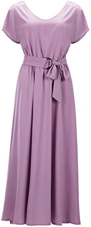 MIASHUI Ljetne haljine ležerna duga ženska haljina kolekcija labavog pojasa Skojna boja Velika boja haljina s ljuljačkim