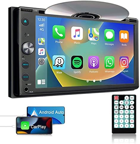 Alondy Double Din Car Stereo s CD/DVD Player-Carplay/Android Auto, AM/FM Radio, Bluetooth USB 6,2 inčni zaslon osjetljiv