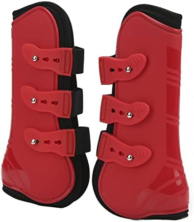 Zerodis Konjske prednje tetive čizme, 1 par crveni puo neoprene zaštitne čizme za konjske noge Podesive čizme za konje Zaštita