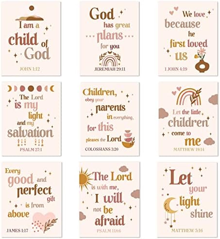 Gueevin 9 PCS Biblijski stih kršćanska zidna umjetnička pisma Zidna umjetnost Boho Rainbow Tisps Unradmed Inspirational Quotes