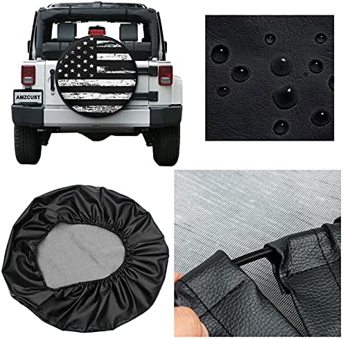 Black White Vintage američka zastava rezervni poklopac gume PVC kožna vodootporna univerzalna kotača koja je otporna na prašinu