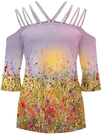 Ženska 2023. odjeća Trendi kratki rukavi Pamuk grafički grafički ležerni gornji dio vrha Summer Fall v Neck bluza za djevojčice