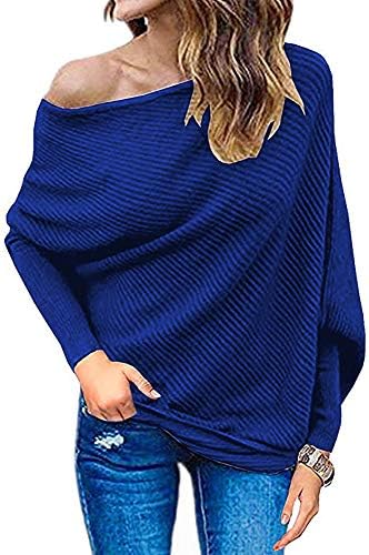 Qeal ženke s ramena labav pulover džemper batwing rukav pleteni džemper preveliki tunični vrhovi