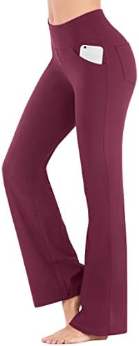Iuga bootcut joga hlače s džepovima za žene visoki struk za vježbanje bootleg hlače kontrola trbuha, 4 džepa radna hlača