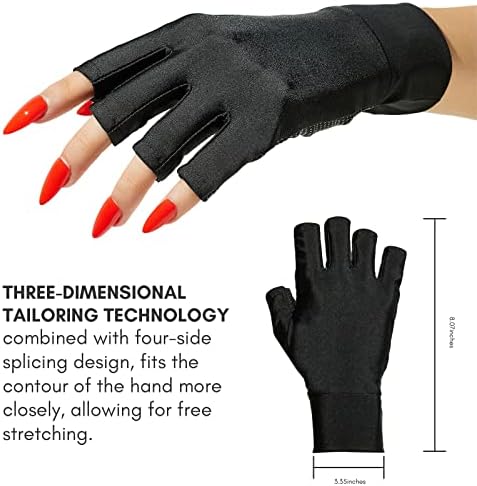 Makartt UV rukavice za očvršćivanje gel -lampu za nokte, UPF50+ UV zaštitne rukavice za manikuru sušilica sa mini UV LED