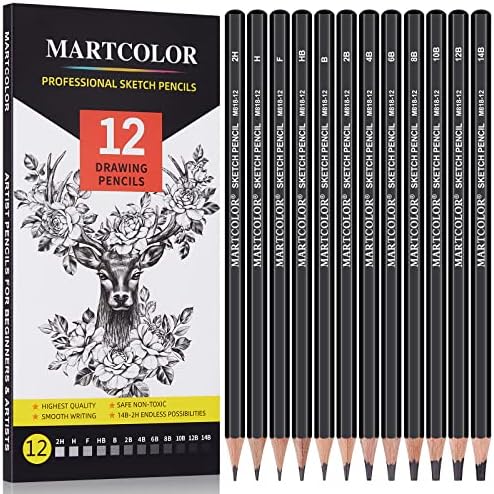 Martcolor set olovki za crtanje crteža, 12 pakiranja grafitne olovke, idealno za crtanje umjetnosti, skiciranje, sjenčanje,
