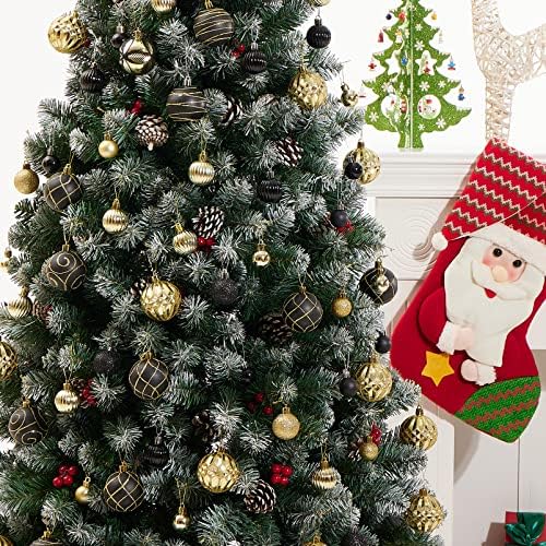 100 pcs božićno drvce kuglični ukrasi, crni i zlatni razbijeni božićni kuglice ukrasi, ukrasni viseći bauble za praznični
